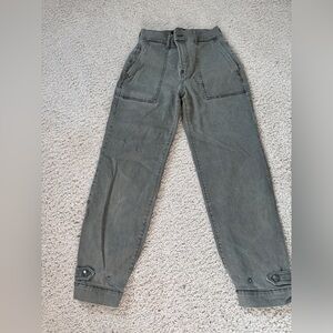 Express Straight crop high rise stretch green denim pants jeans 2